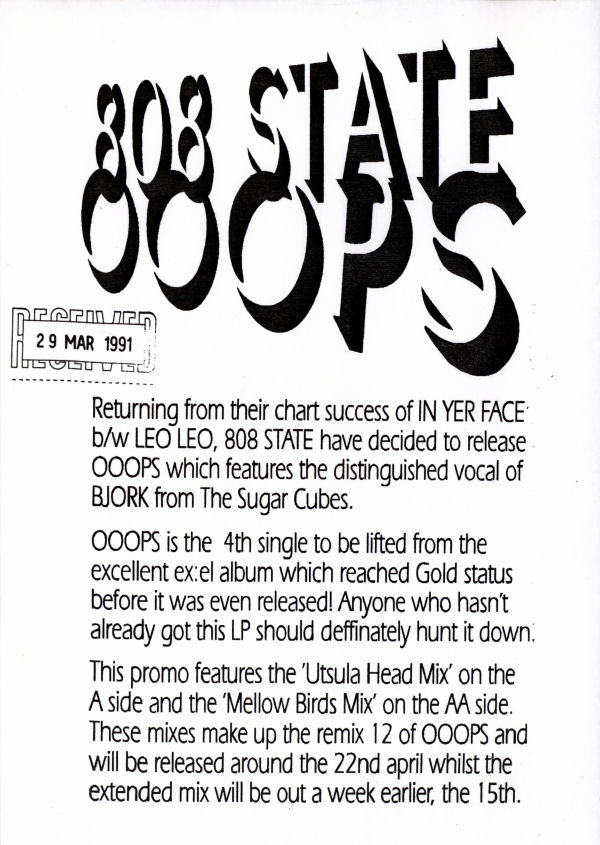 808 State featuring Björk - Ooops