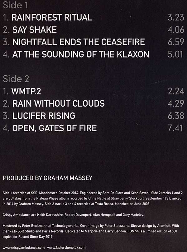 Crispy Ambulance - Compulsion - UK LP - Credits