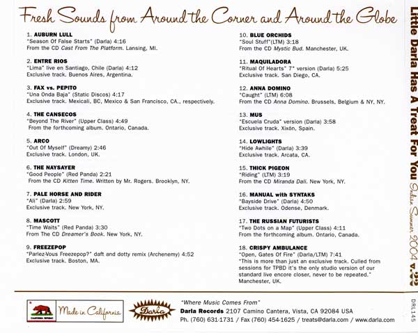 Various - Little Darla Has A Treat For You - Volume 22 - Indian Summer 2004 - US CD - Back