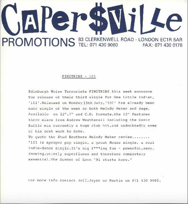 Finitribe - 101 (Remix) - UK Press Release