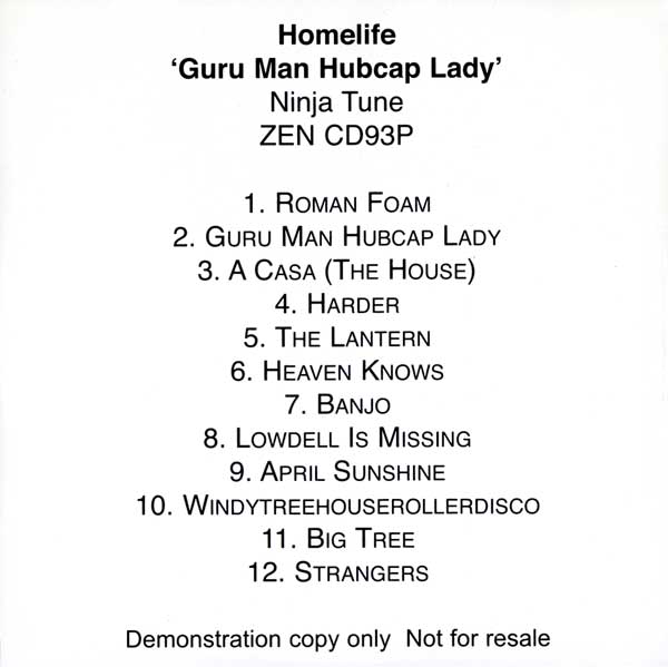 Homelife - Guru Man Hubcap Lady - UK Promo CDR - Back