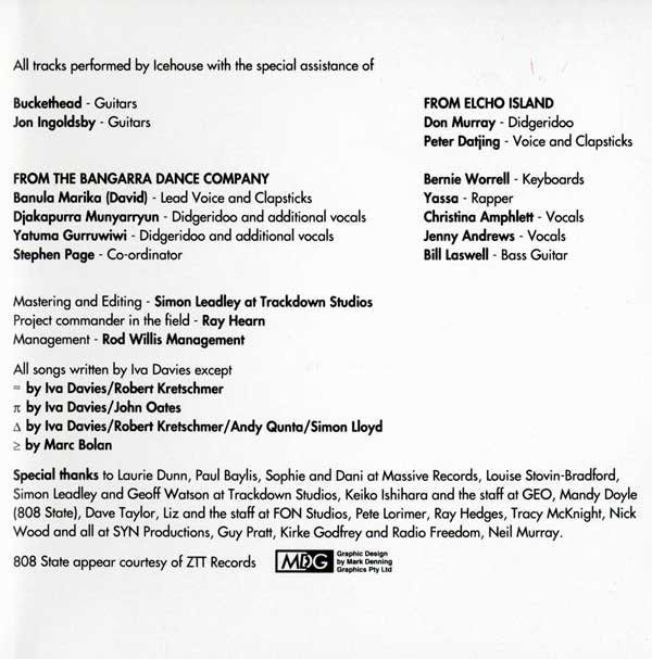 Icehouse - Full Circle - German 2xCD - Credits