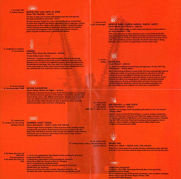 Various Artists - All Saints Calling - UK - CD - Credits