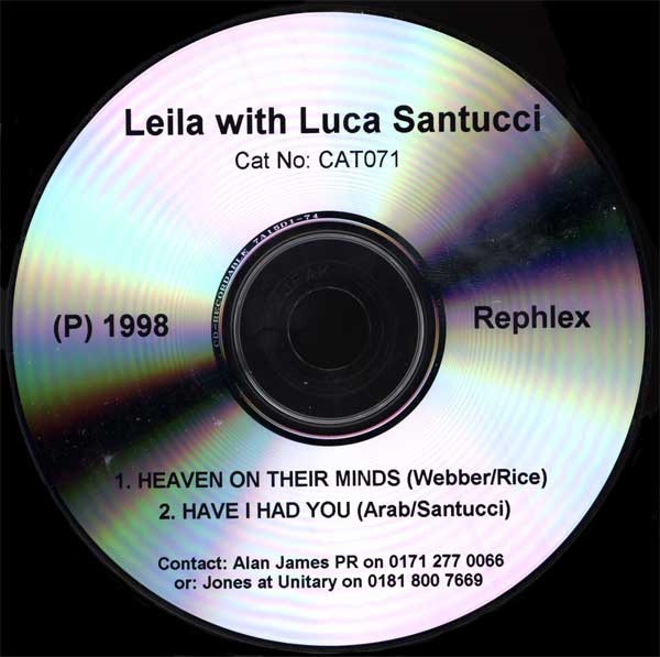 Leila with Luca Santucci - Heaven On Their Minds - UK Promo CDR Single - CDR