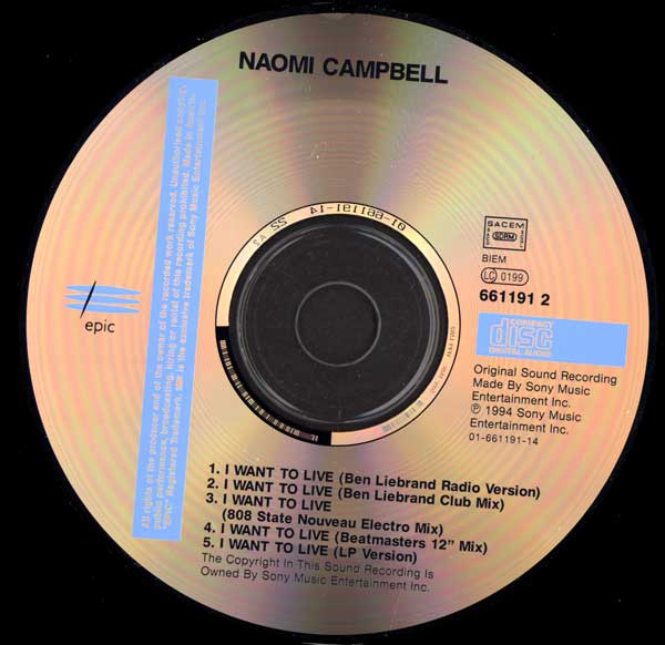 Naomi Campbell - I Want To Live - Austrian CD Single - CD