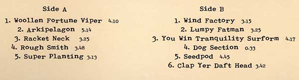 Paddy Steer - Arkipelagon - UK LP - Tracklist