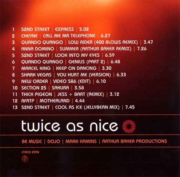 Various Artists - Twice As Nice - UK CD - Credits