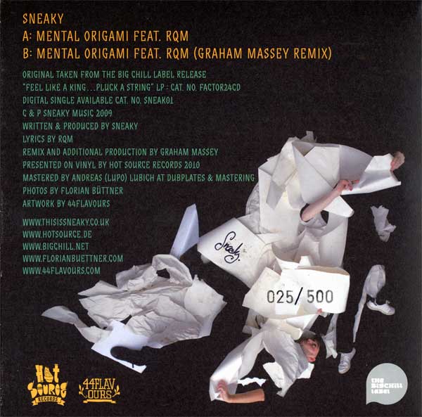 Sneaky feat. RQM - Mental Origami - German 7" - back