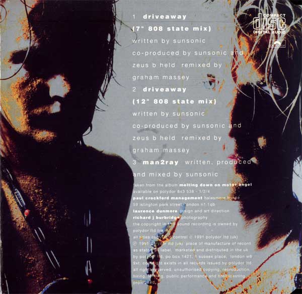 Sunsonic - Driveaway - UK CD Single - Back Cover