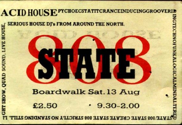 808 State - Manchester Boardwalk - 13 August 1988 - Ticket