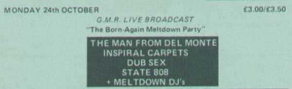 GLR Live Broadcast - The Born Again Meltdown Party - 24 October 1988 - Flyer