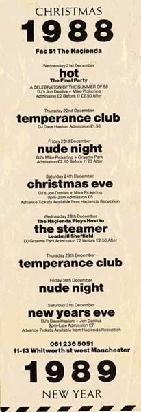 Hacienda, Christmas 1988 Flyer