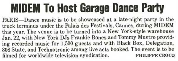 Mon 22:Jan - 808 State Live - MIDEM - Palais des Festivals, Cannes, France (with Frankie Bones, Tommy Mustro, Black Box, Delegation and Technotronic)