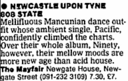 Mon 18:Jun - 808 State Live - The Mayfair, Newcastle (with M.C. Tunes, K-Klass, Steve Williams & Sasha)