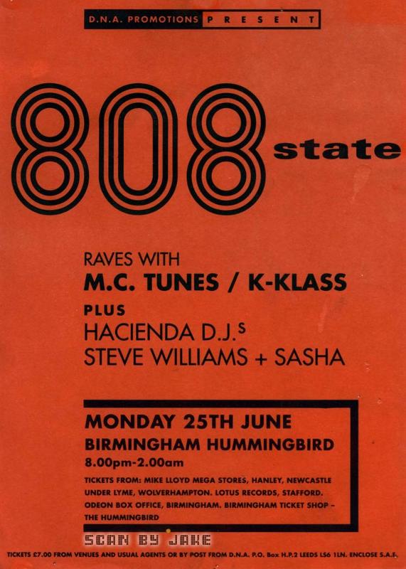 808 State Live - Hummingbird, Birmingham (with M.C. Tunes, K-Klass, Steve Williams & Sasha)