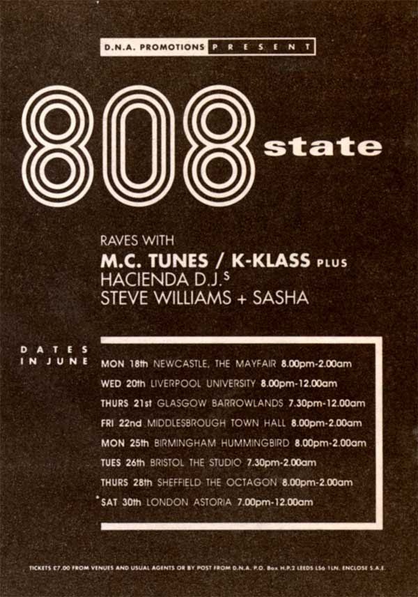 808 State - June 1990 UK Tour