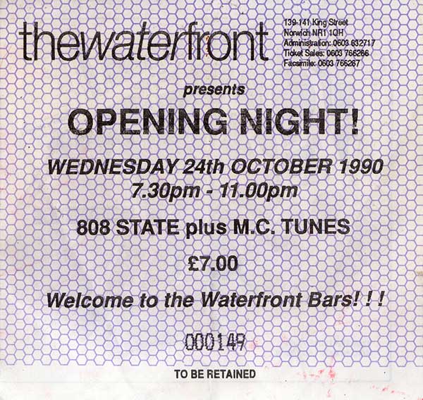 Wed 24:Oct - 808 State Live - The Waterfront, Norwich (with MC Tunes and Subsonic Two)