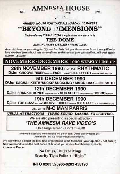 Spinmasters DJ - Amnesia House, The Dome, Birmingham, England (with Top Buzz, Groove Rider, MC Man Parris)