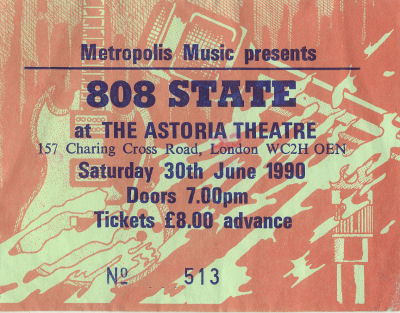 Astoria - 30 June 1990 - Ticket