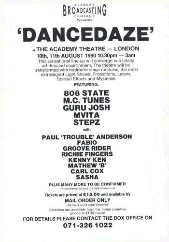 Dancedaze - Flyer - back