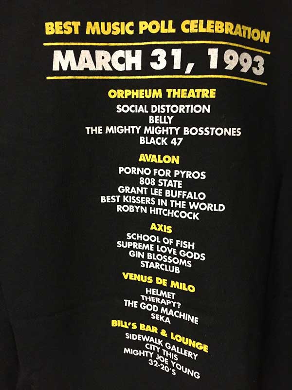 Wed 31:Mar - 808 State Live - WFNX Best Music Poll Concert, Avalon Ballroom, Boston, Massachusetts, USA [with Porno for Pyros, Therapy?, Grant Lee Buffalo, Meat Beat Manifesto, Supreme Love Gods, etc]