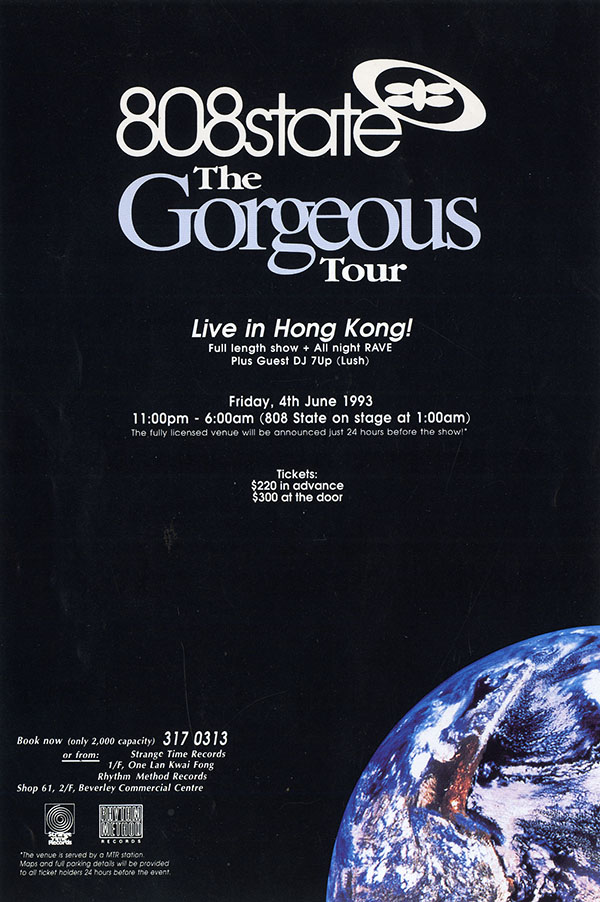 4 June 1993 - 808 State Live - The Gorgeous Tour - Hong Kong