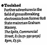 Toolshed (Live) - Spitz, Commercial Street, London, England