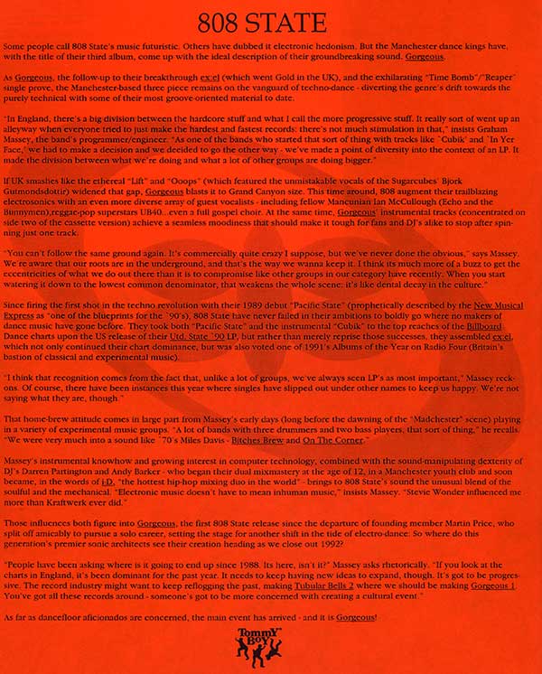 808 State - Gorgeous - US Press Release