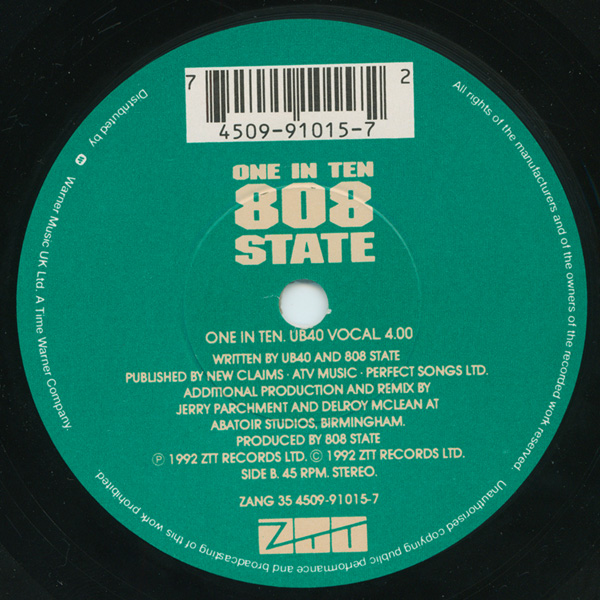 808 State vs UB40 - One In Ten