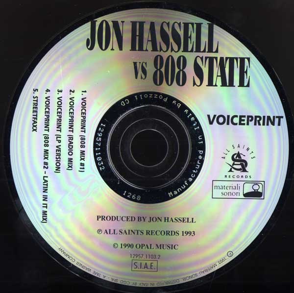 Jon Hassell vs. 808 State - Voiceprint - Italian CD Single - CD