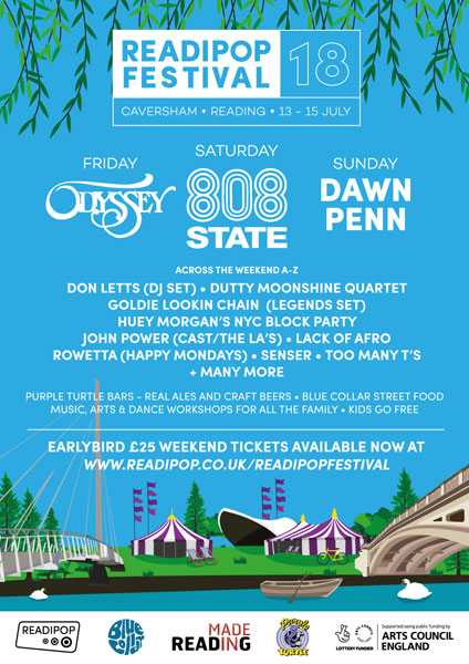 Flyer 14 Jul 2018 808 State live at Readipop Reading
