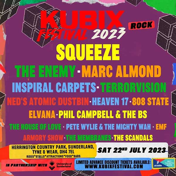 Flyer 808 State Live - Kubix Festival 2023 - Herrington Country Park - Sunderland - 22 Jul 2023